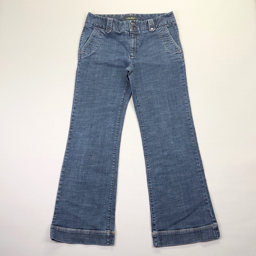 Eddie Bauer Wide Leg Trouser Jeans Size 10 Stretch Denim Blue Mid Rise Classic